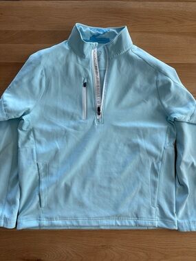 Light Blue Quarter-Zip Pullover Hoodie - Unbranded